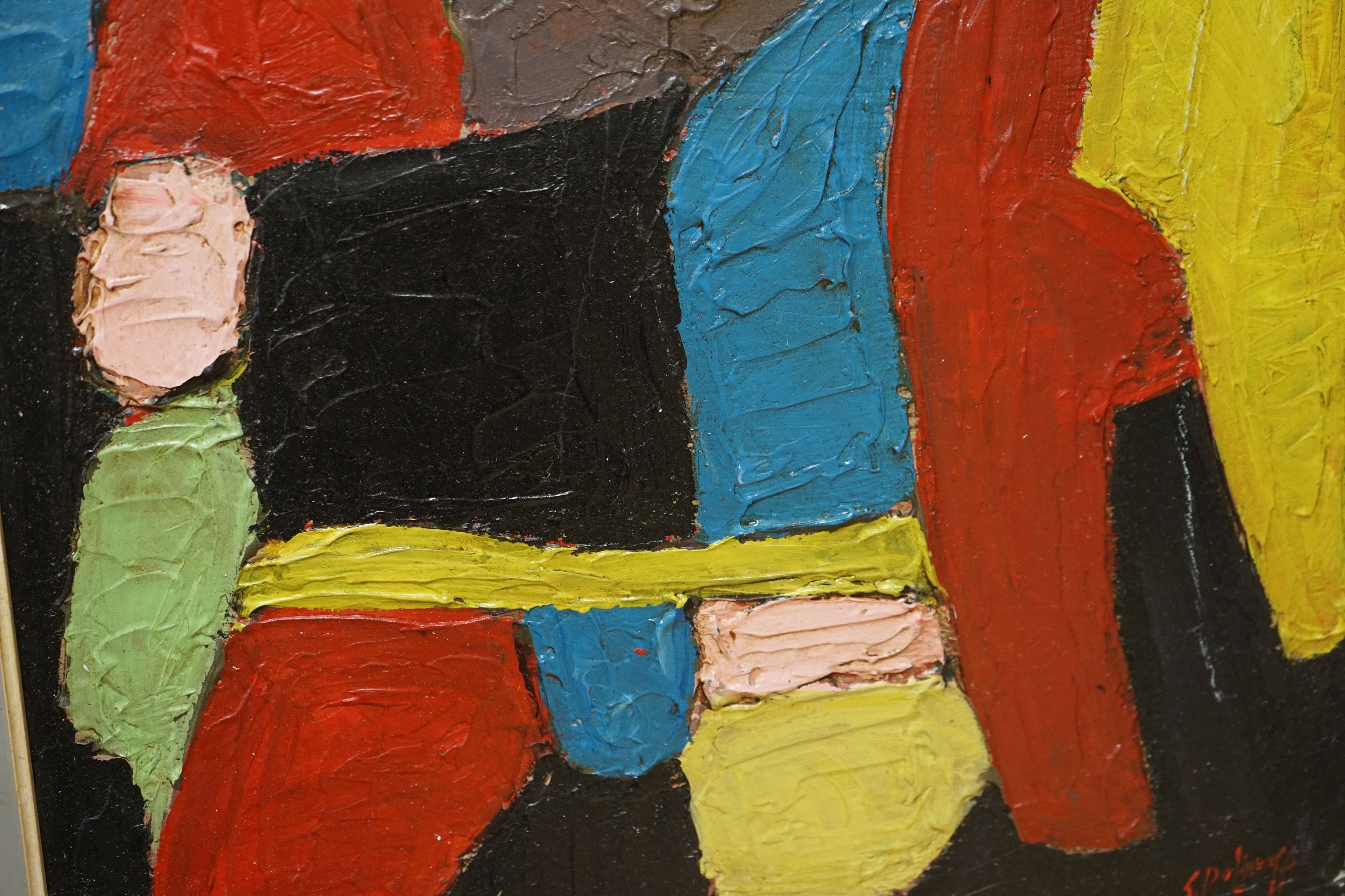 After Serge Poliakoff, oil on board, Untitled, bears signature, 62 x 49cm